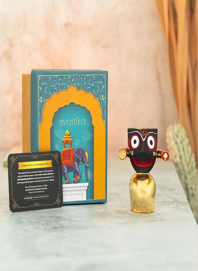 Svastika Lord Jagannath Murti | 24K Gold Plated | Jagannath Idol for Home | Office Desk | Pooja | Gifting | Car Dashboard | 2.75 Inch - Image 3